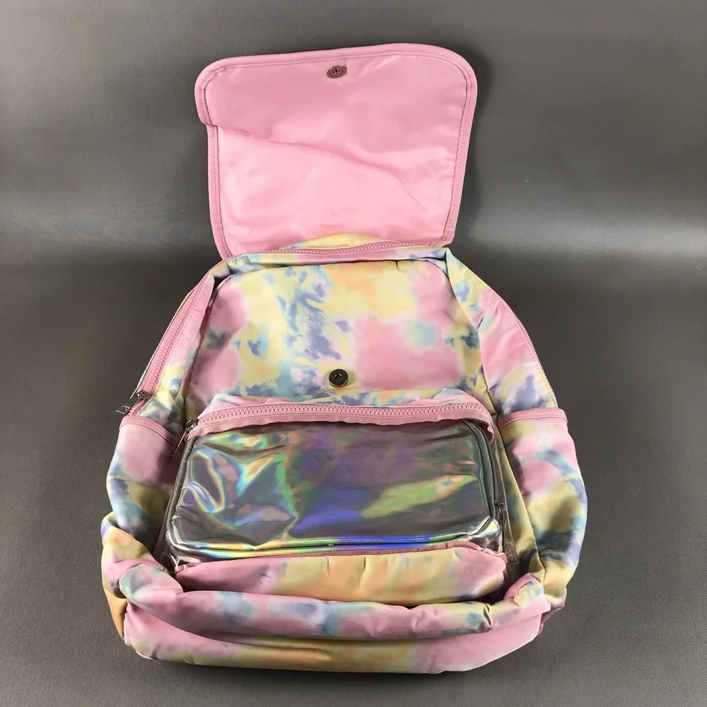 No Boundaries Tie-Dye Backpack with Holographic Pouch